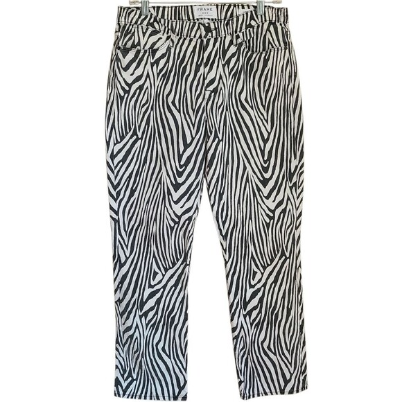 frame denim zebra print le high straight jeans womens size 29 - Picture 2 of 8